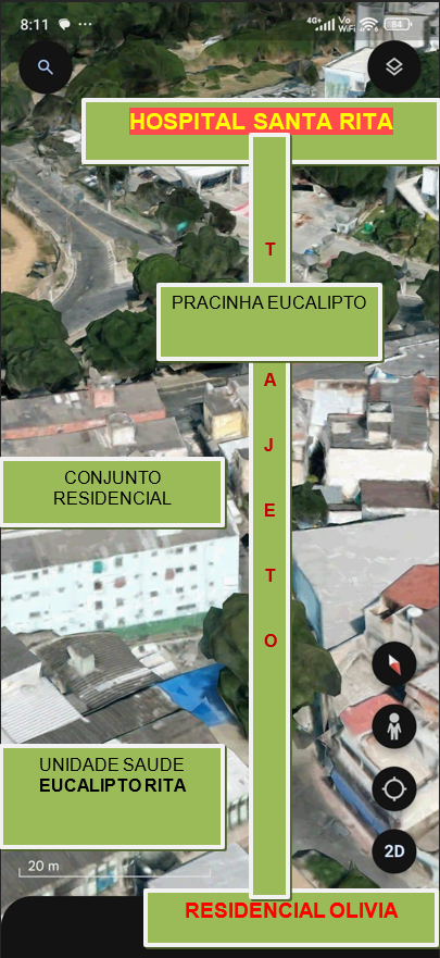 Trajeto entre Hospital Santa Rita e Residencial Olivia